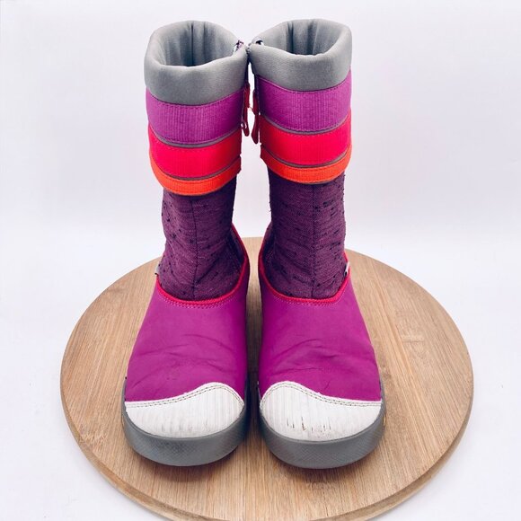 Keen Boots Womens 5 Pink Mesh Mid Calf Stripe Insulted Snow - Picture 2 of 12